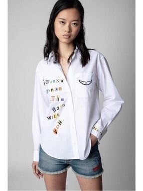 Zadig & Voltaire Women's Tais Pop Heart Button-Up Shirt Size XS New NWT